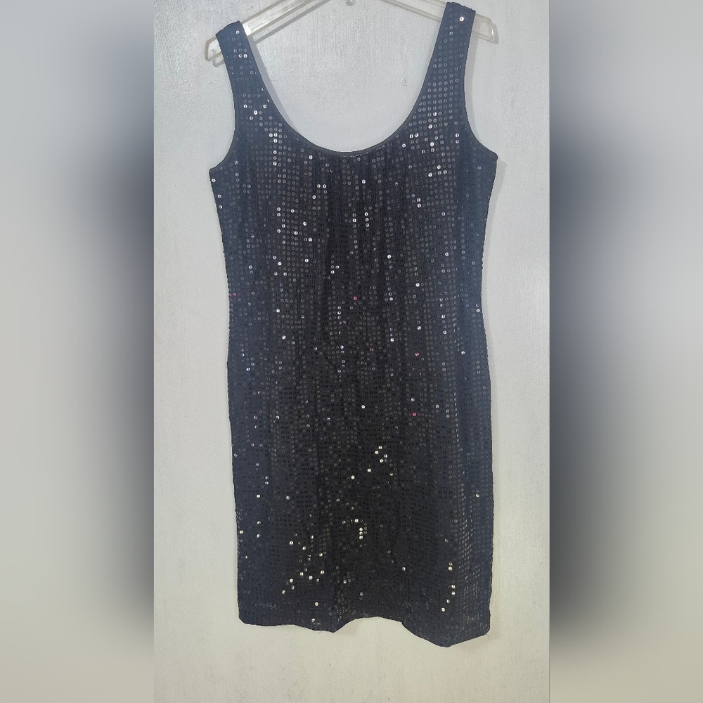 New York & Company Black Sequin Sleeveless Dress Size 10
